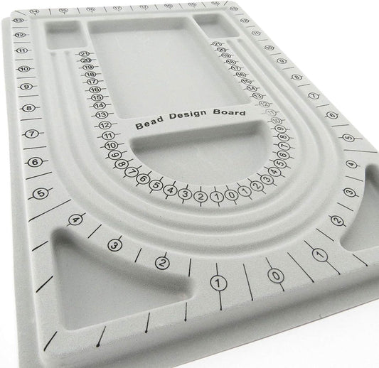 Bead Tray for Bracelets and Necklaces - 9.5 x 12.9 inches - DIY Jewelry Tool - For Girls and Necklace and Bead Makers - Gray.