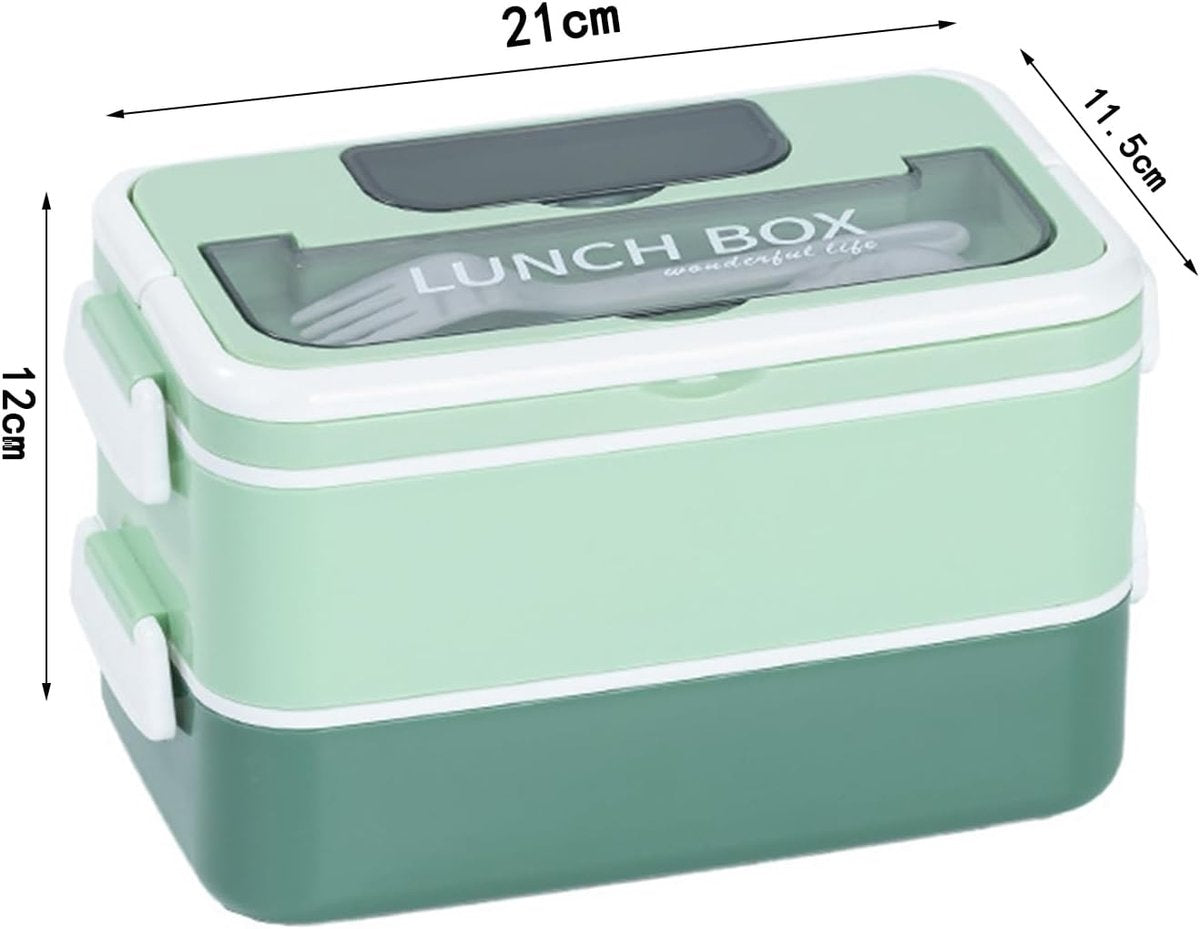 Lunch boxes - lunch box for adults - lunch box for children - lunch box with compartments - stackable lunch box - leakproof lunch container - 1600ML - with 2 layers - for children, adults, students (vegetables)