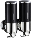 Soap Dispenser - 2 in 1 Liquid Dispenser - Liquid Dispenser - 2 x 500 ml - Wall Mounted Soap Dispenser - Kitchen - Bathroom - Shower - 24.1 x 21.6 x 10 cm - Black