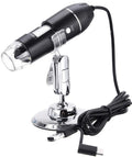 Microscope - Children's Microscope - USB Type-C Digital Microscope - 3 in 1, 50X-1600X Magnification - Adapter and Endoscope with Stand - Black.