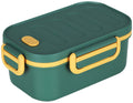 Adult lunch box with compartments, 1000 ml, leakproof, for men and women, double layer, ideal for the office, picnics (green)