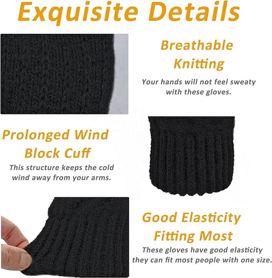 Gloves - Winter Gloves - Heated Gloves - Thermal Gloves - Men's Wool Gloves - Women's Winter Gloves - Thick Cashmere Warm Gloves - Touchscreen Compatible - Outdoor Sports Gifts for Men and Women.