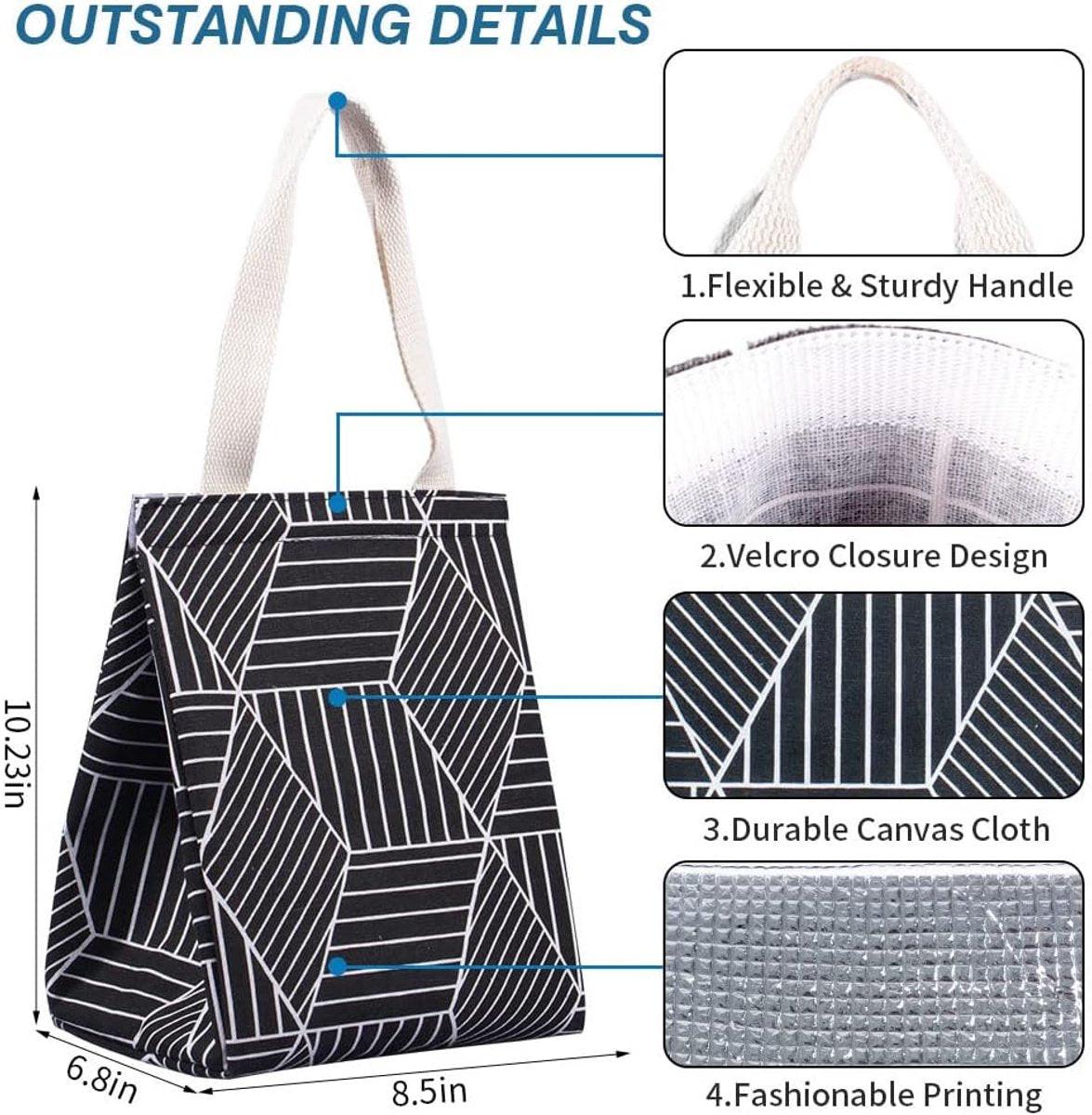 Lunch bag - Insulated bags - Insulated lunch bag for women - Sturdy, foldable and portable lunch bag with wide opening - With interior pockets - Insulated and leakproof cooler - For picnics and beaches for adults (Black Diamond).