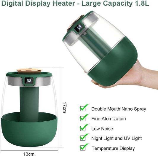 Humidifiers - Bedroom humidifier - Mini humidifier - Children's room humidifier - Humidifier with hygrometer - Humidifier with night light for bedroom - Children's room - Plants - Vegetables.