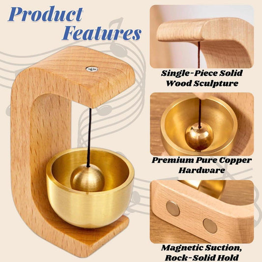 Doorbell - Doorbells - Door Hardware - Wooden Magnetic Doorbell - Door Chime - for shop, refrigerator, porch, garden, entrance, restaurant, office, housewarming gift (C-shaped).