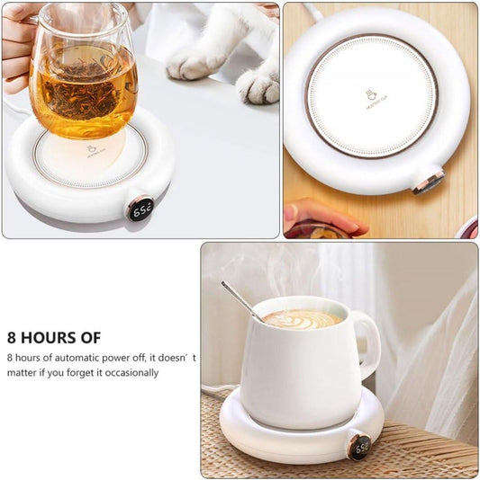 Cup or mug warmer - Heating plate - Coffee cup warmer - Tea cup warmer - Thermal heating plate - Heated coaster - USB coffee warmer for home, office or study use - Wit.