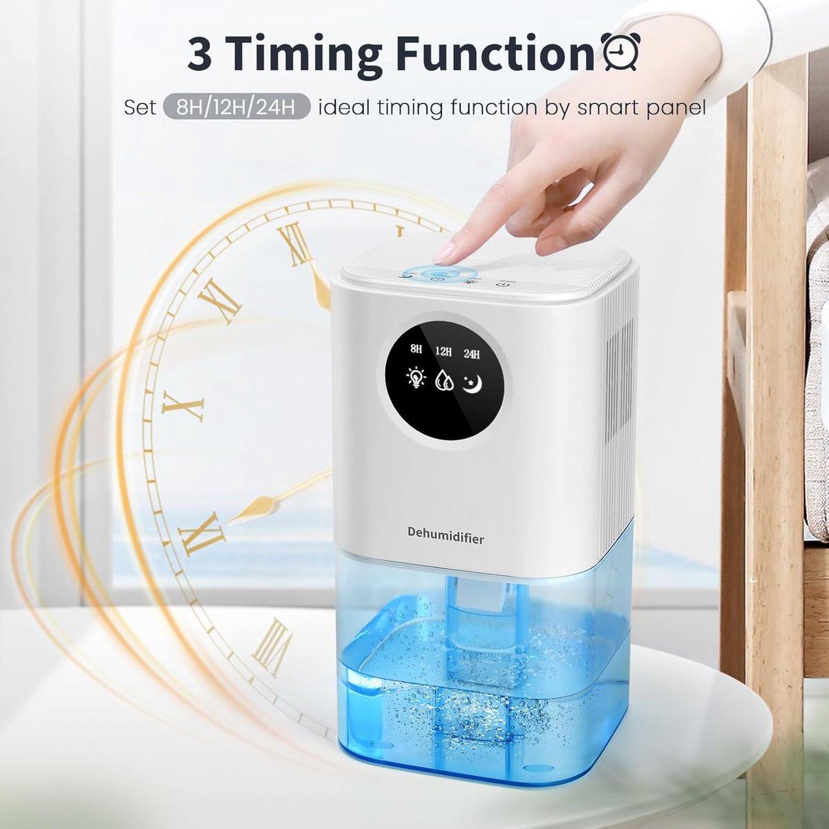 Dehumidifier - Ultra-Quiet Smart Dehumidifier - Home Dehumidifier - Ultra-Quiet Portable Dehumidifier - For Drying Laundry - Dehumidifies Bedrooms, Bathrooms, Wardrobes, and Caravans - White.