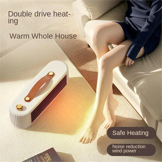 Auxiliary heater, small solar electric heater for home, office or workspace use (White).