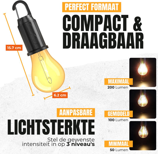 2-piece camping lamp - emergency lighting - 3 settings - camping lamp - rechargeable camping lamp - tent lamp.