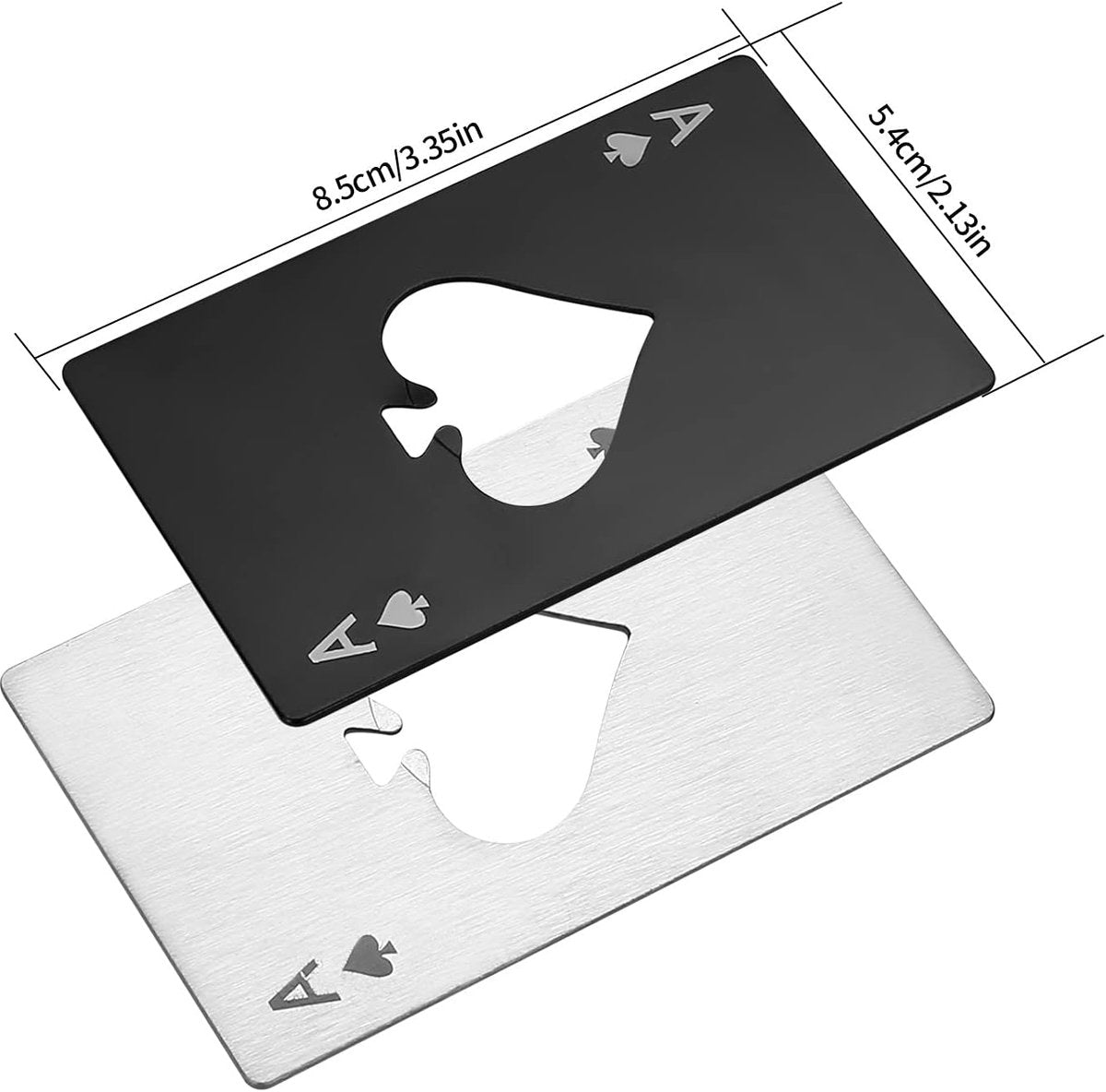 Bottle opener set - Practical and fun bottle opener - Fits in a wallet - Ideal gift for dad - Beers - Soft drinks - Baking soda and poker - Black and silver (20 - Black - White).