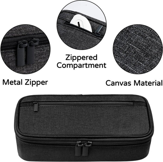 Pencil case - Highlighter case - Canvas pencil case 23x11x6.5 cm with zipper - Pencil case for boys and girls - School supplies - Black.