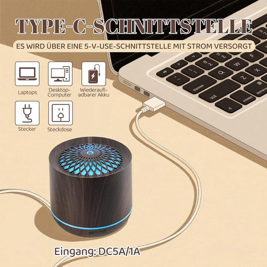 Humidifiers - Aromatherapy Humidifier - 300ml Diffuser - Air Humidifier - Room Humidifier - 7-Color LED - Light and Automatic Shut-Off - Essential Oil Diffuser for Home and Office (Dark).