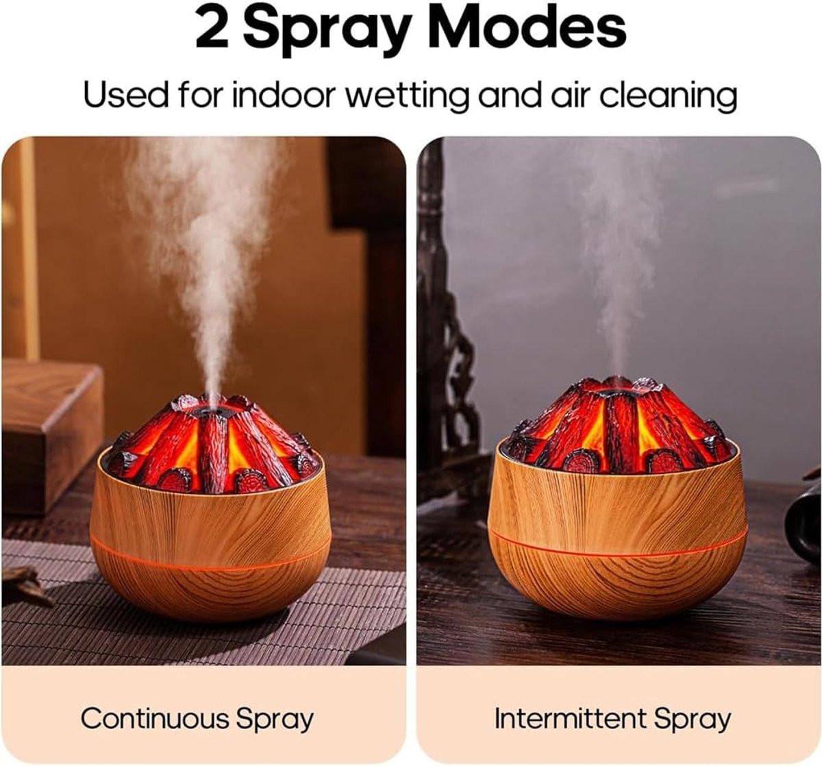 Aromatherapy Air Humidifier - Flame Effect Aromatherapy Diffuser - 300ml - Bedroom Humidifier - Campfire Shape - Small Ultra-Quiet USB Portable Humidifier for Home and Office (Light Color).