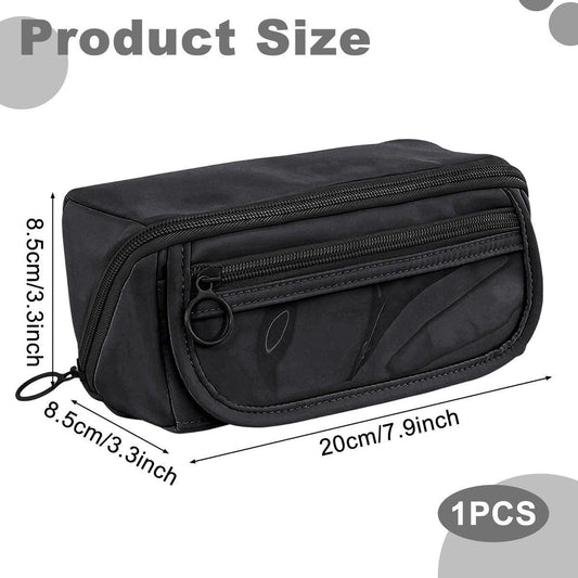 Pencil case - Pencil case for boys and girls - 20x8.5x8.5 cm - Canvas - Linen - Large capacity - School pencil case - black.