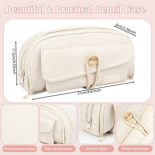 Pencil case - Large capacity pencil case - 21 x 11.5 x 5.5 cm - Pencil case for boys and girls - School supplies - Wit.