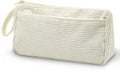 Corduroy Pencil Case - Pretty pencil case with a practical zipper - Makeup bag - Suitable for school-aged teenagers, boys and girls - white.