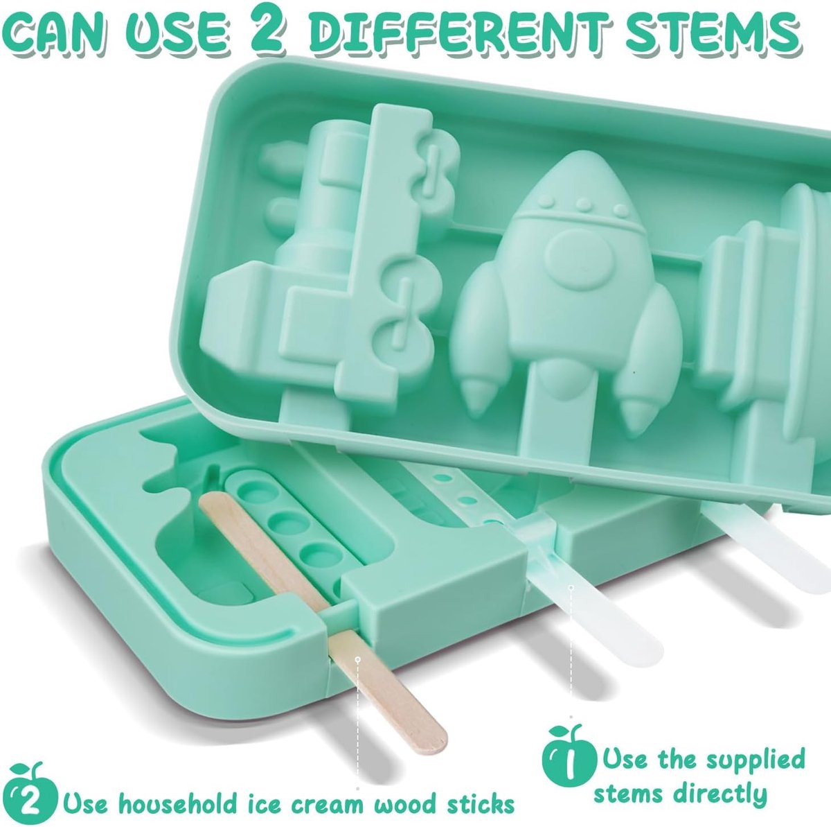 Silicone Ice Pop Mold - Set of 2 Ice Pop Molds - 12 Ice Pops - Ice Pop Molds for Kids and Adults - Ice Pop Mold Set - BPA Free