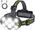 Headlamp - Rechargeable LED Headlamp - 10 LEDs - Extra powerful - 1000 lumens - 150-meter beam distance - Adjustable.