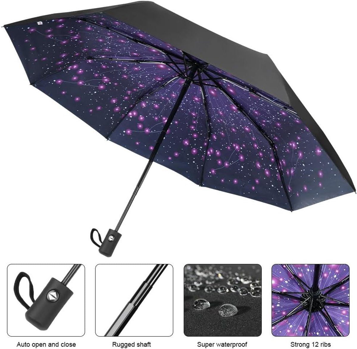 8-rib windproof travel umbrella, automatic folding travel umbrella, windproof umbrella with automatic opening and closing, portable umbrella for men and women