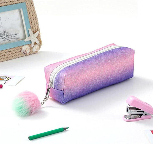 Pencil case - Pencil case for boys - Pencil case for girls - School pencil cases - School supplies - Large capacity rainbow glitter pencil case - Student desk storage box.