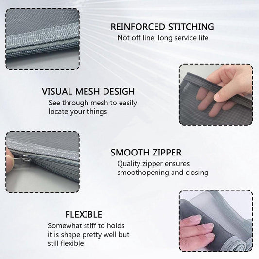 2pcs Transparent pencil case with zipper (21 x 11.5 cm) - Waterproof - For Girls and Boys.