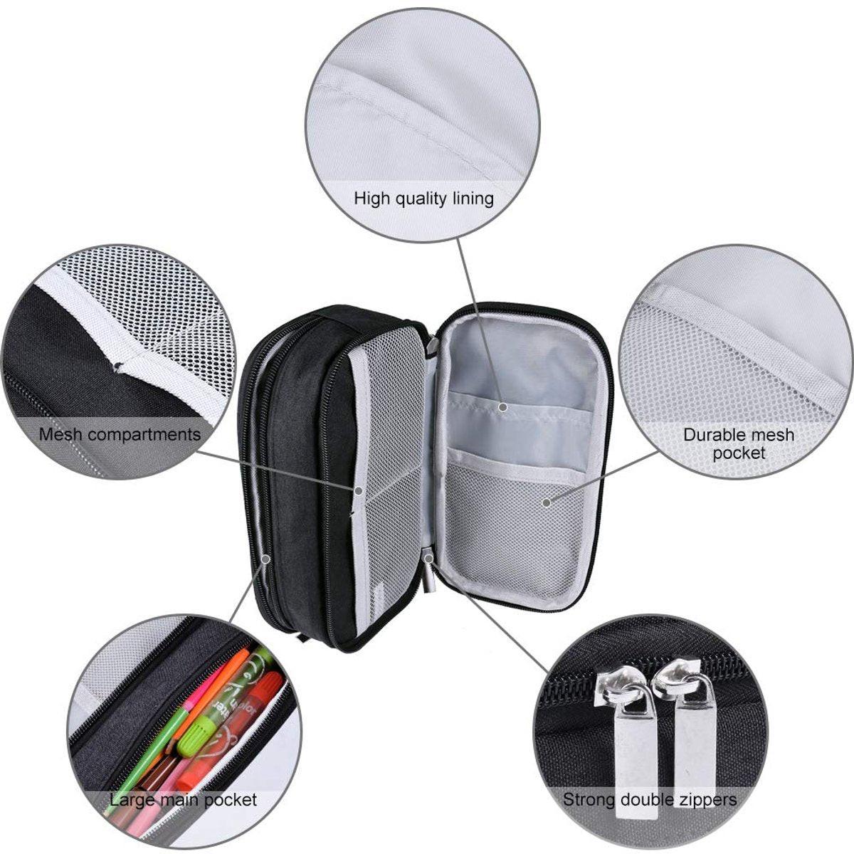 Large Capacity Pencil Case - School Pencil Case - Storage Case - Large Capacity Pencil Case for Boys and Girls - Student Office Supplies - Black.