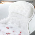 6 Suction Cups Bathtub Cushion with Ergonomic Neck and Back Support 4D Air Mesh, White
