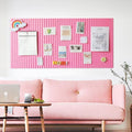 30x45cm Self-Adhesive Photo Board, Decorative Cork and Wall Panel Bulletin Board with Acoustic Panels for Photos and Messages, Pink, for Home and Office