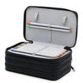 72 Holes Pen Case with Compartments, Large Capacity Organizer, Lightweight Durable, Compatible with School Office Supplies, Black