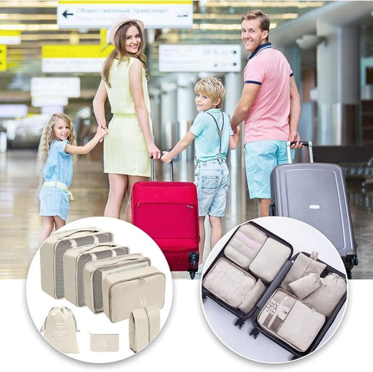 7-Piece Gray Suitcase Organizer for Travel Bags