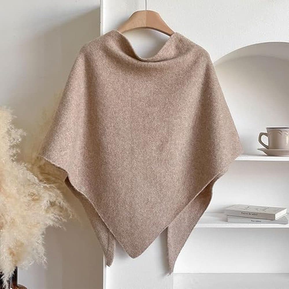 Women's Faux Cashmere Shawl Scarf Warm Extra-Long Large Triangular Wrap, 180 x 70 cm, Beige, Ideal for Party Wedding Evening Outfits