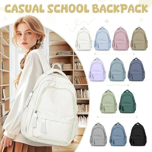 14-inch Laptop Backpack Waterproof Lightweight Daypack for School University, Compatible with Girls Boys, 14-inch, White