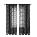 1 Pair Black Lace Curtain Semi-sheer Vintage Floral Pattern for Bedroom and Living Room, 100cm x 100cm
