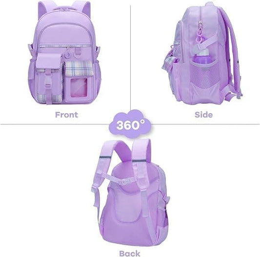 15.6 Inch Cute Kawaii Kids Backpack for Girls with Compartments, Blue, Elementary School & Teenage Girls School Bag