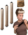 4-Piece Heat-Free Hair Curlers, Flexible No-Heat Hair Rollers with Hook, Brown, 4-Piece.
