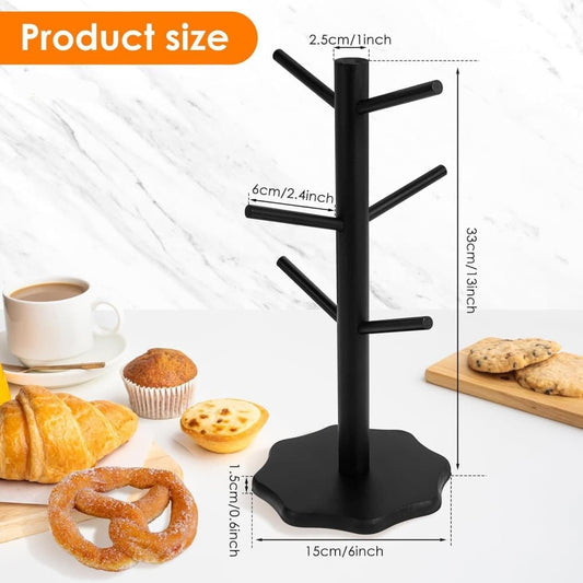 1-Pack Black Tree-Shaped Wooden Pretzel Stand, Bamboo, for Restaurant Cafe Bar Kitchen Decoration, Compatible with Pretzels