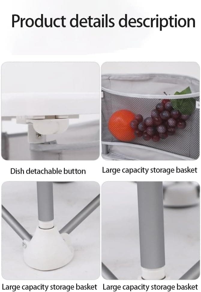 Foldable Highchair for Children with Sunshade and Removable Food Tray, Portable, Gray