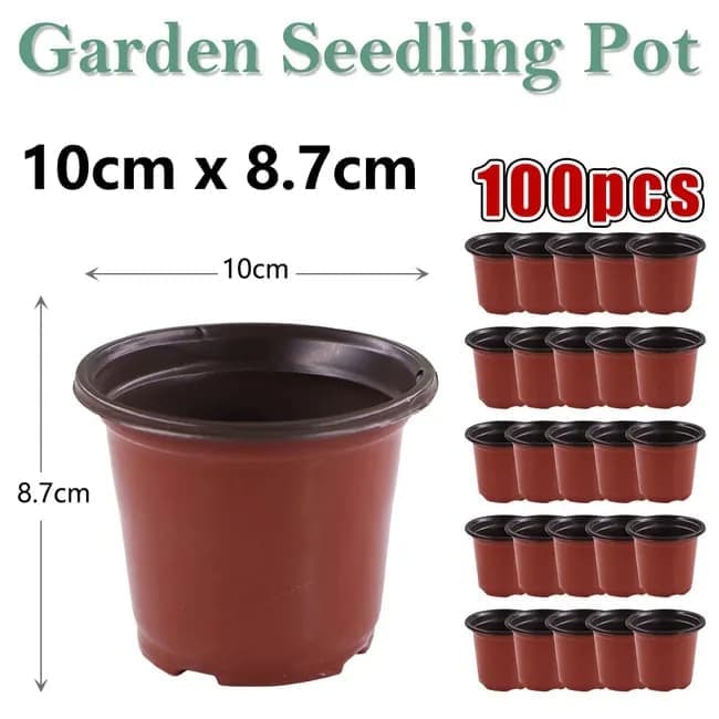 100pcs Reusable Plastic Planting Pots for Indoor and Outdoor Flower Growing, 100mm