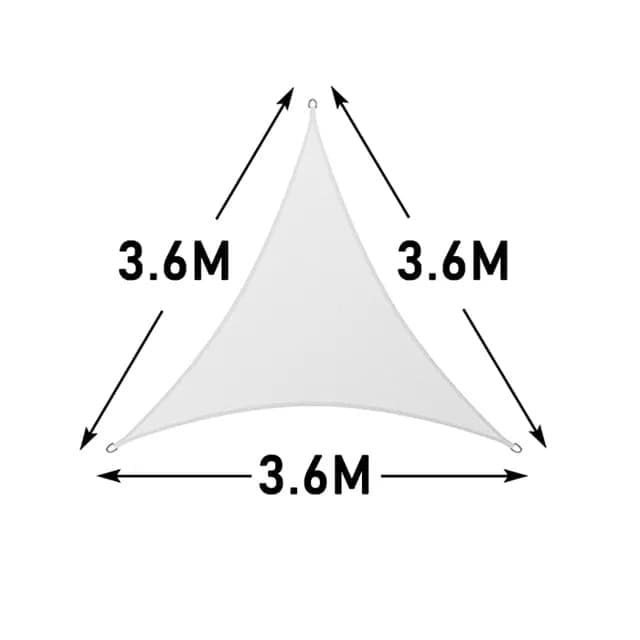 3x3m Waterproof Outdoor Sun Sail Triangle Shade, UV Protective Sun Net for Camping Garden Terrace Pool, White, 3.6x3.6x3.6m
