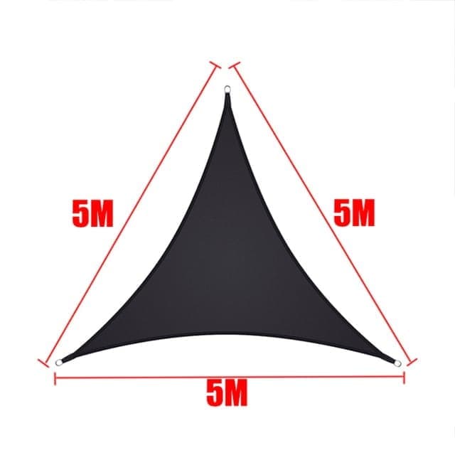 5x5x5 m Waterproof Outdoor Triangular Sun Sail UV Protective Shade Net for Camping Garden Terrace and Pool, Black