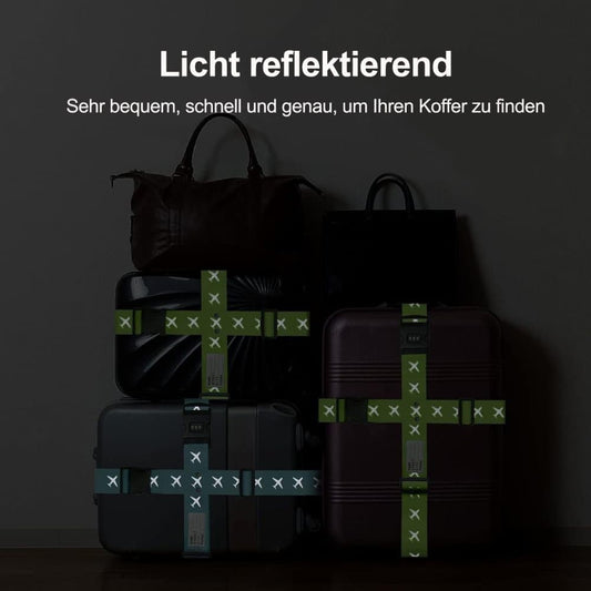 2-Pack Reflective Luggage Strap with Combination Lock for Suitcase, Green, Fits Most Sizes