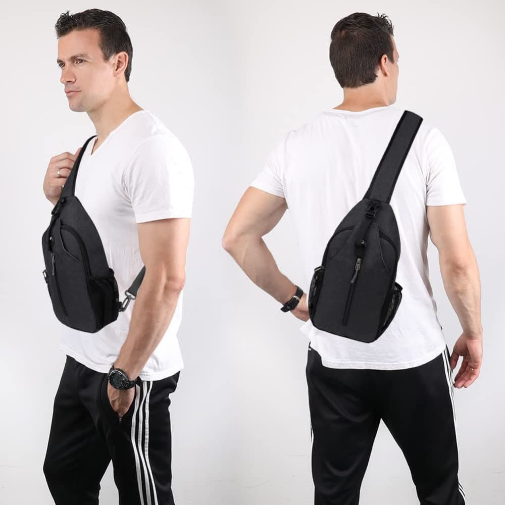 Multifunctional Shoulder Crossbody Chest Backpack with Headphone Jack, Unisex for Hiking Traveling Climbing, Dark Blue