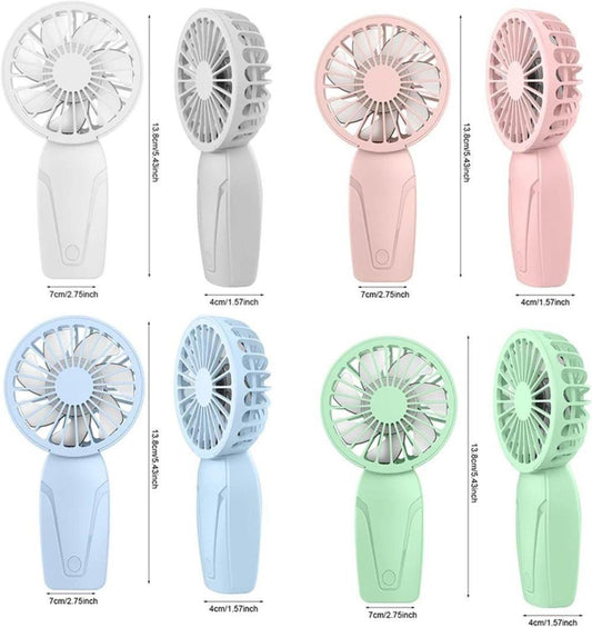 Portable Mini Hand Fan USB Rechargeable with 3 Speeds, Quiet Handheld Fan, Pink