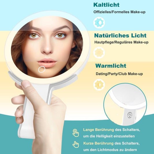 5X/1X LED Makeup Mirror with Adjustable Lighting, Double-Sided Magnifying Mirror for Makeup and Skincare.