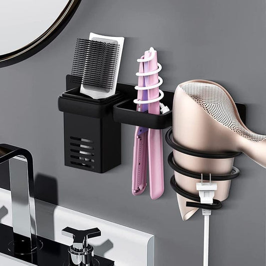 1 Pack Wall Mounted Hair Dryer Holder Shower Shelf Bathroom Storage Shelf, Aluminum