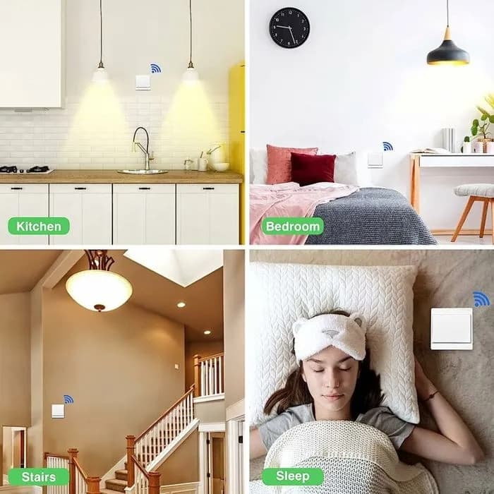 1 Wireless Switch Kit, Battery-Free Easy Installation Radio-Controlled Home Lighting Self-Sufficient, White, 1 receiver + 1 single-gang switch