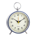 Silent Analog Alarm Clock with Snooze Button, Retro Design and Lighting, 16x11 cm, Blue