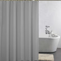 12 Hooks Waterproof Shower Curtain Solid Color Gray, 180x180 cm, Mildew Resistant PEVA for Bathroom