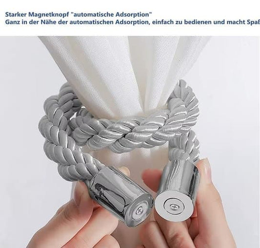 4-Pack Magnetic Curtain Tiebacks with Buckle No-Drill, Gray