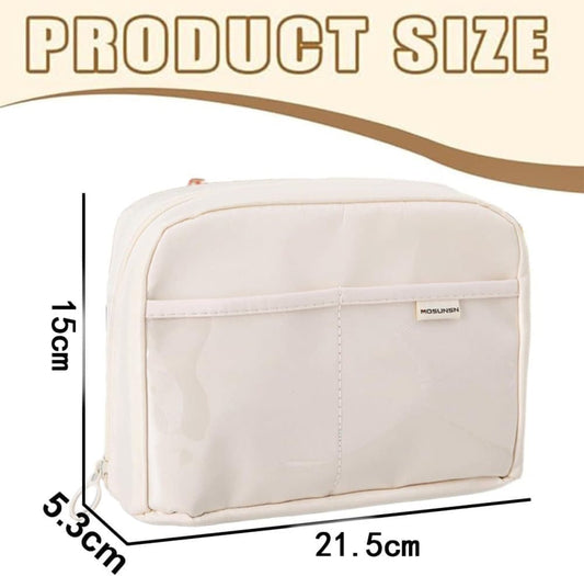 1 Pack Stylish Zipper Pencil Case Large Capacity Multifunctional Travel Pencil Box for School and Office, Brown.